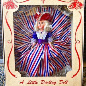 Vintage Little Darling Doll 7” Patriotic Doll USA Miss America In Box Excellent